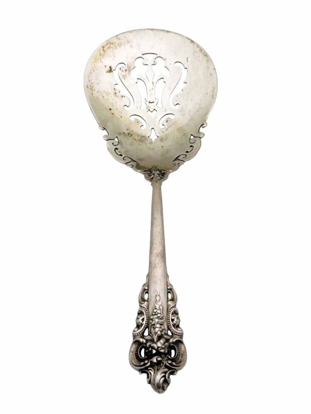 Vintage Wallace Grande Baroque Sterling Silver Bon Bon Nut Spoon Pierced 5 3/8